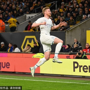 英超-德布劳内大四喜斯特林破门 曼城5-1大胜狼队