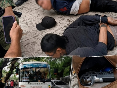 作案后伪装乘客逃离？菲律宾警方设卡抓获两名持枪劫匪