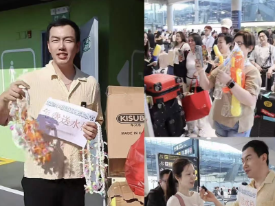 边送水枪边教泰语，中国男子成宋干节“民间大使”