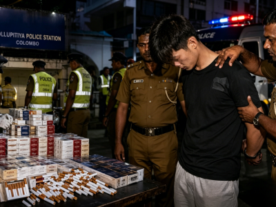 走私烟草，一中国男子在斯里兰卡被执法人员扣留