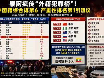 泰国社交媒体外籍犯罪榜曝光！中国籍严重性竟列第一