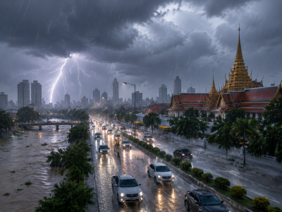 泰国多地暴雨来袭，热带风暴诺尔将移向中国