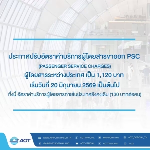 泰国六大国际机场服务费上调至1120铢！6月20日起实施