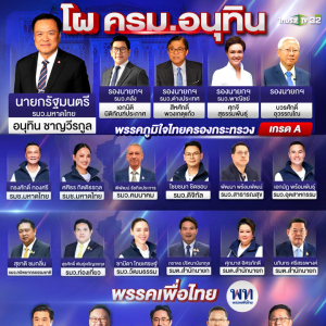 泰国新内阁名单流出！阿努廷继续任总理兼内政部长