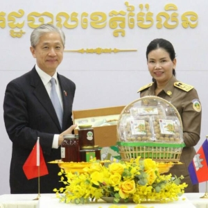 中国驻柬大使访问柬埔寨拜林省，推动反电诈合作