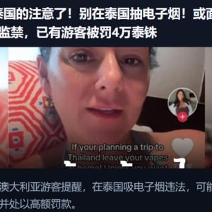 泰国海滩吸电子烟被罚4万泰铢！游客分享被罚经历