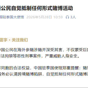 中国使馆紧急提醒：在泰中国人务必远离赌博与诈骗陷阱