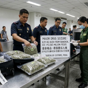 从曼谷带货入境？菲律宾机场查出1300万比索大麻