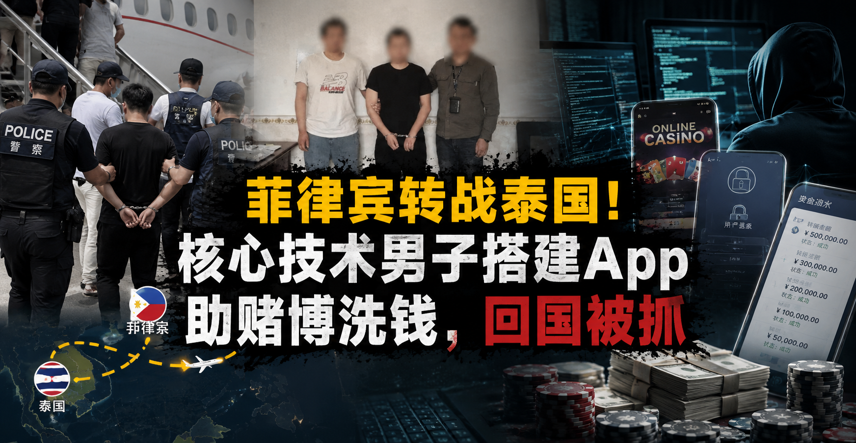 菲律宾转战泰国！核心技术男子搭建App助赌博洗钱，回国被抓