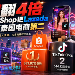 泰国电商大洗牌：TikTok Shop冲上第二，Lazada被挤下