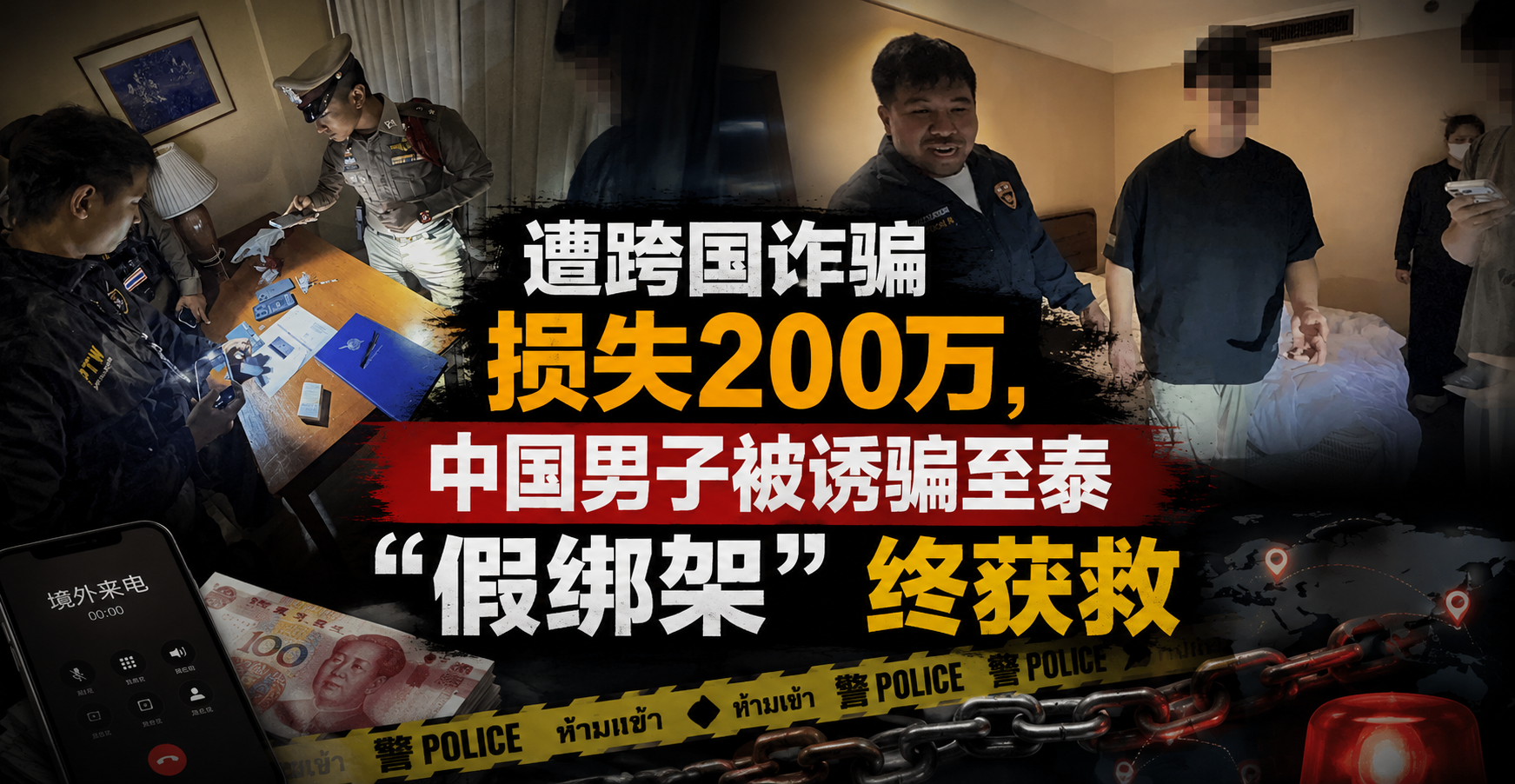 遭跨国诈骗损失200万，中国男子被诱骗至泰“假绑架”终获救