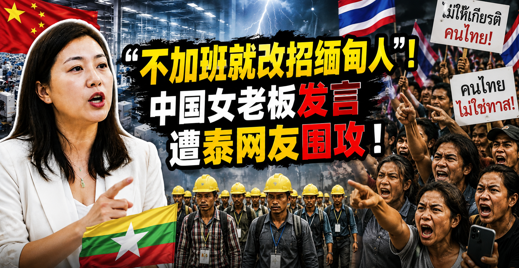 “不加班就改招缅甸人”！中国女老板发言遭泰网友围攻！