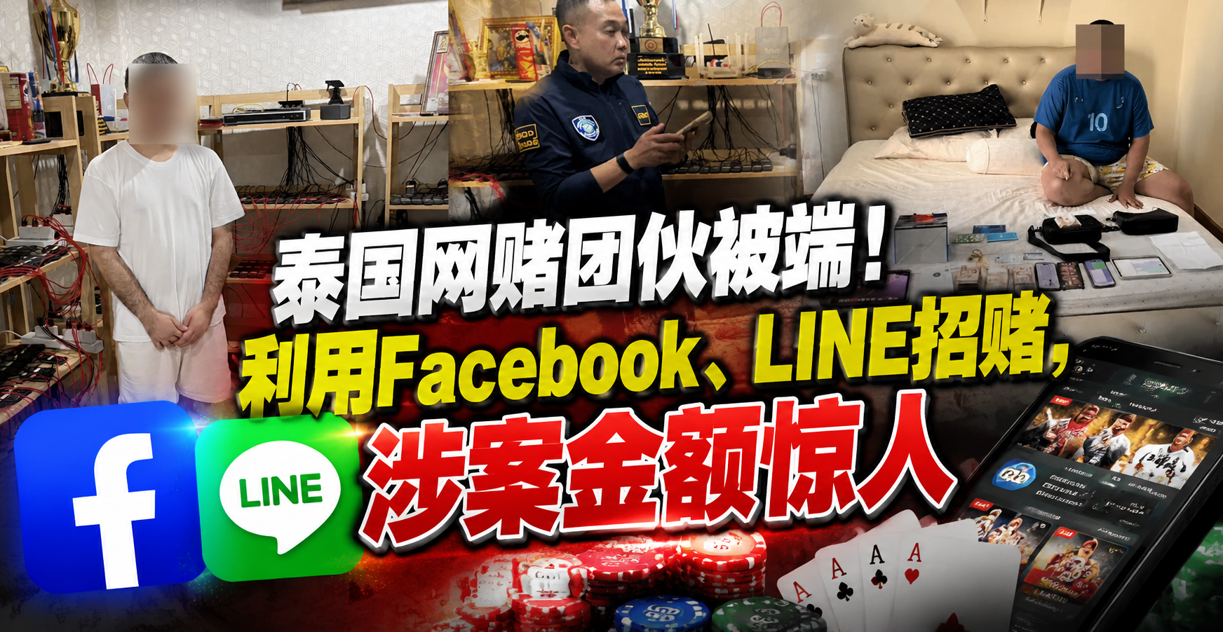 泰国网赌团伙被端！利用Facebook、LINE招赌，涉案金额惊人